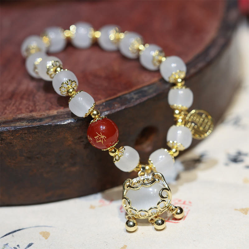 Windmill Chinese Lock Charm Fu Character Blessing Bracelet