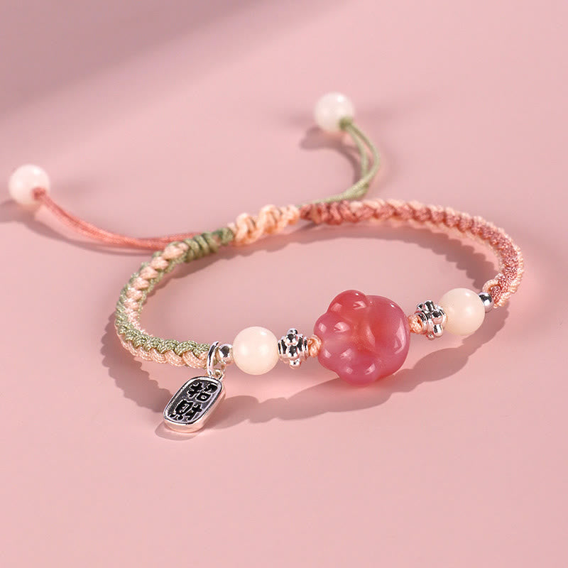 Yanyuan Agate Cat Claw Paw White Bodhi Seed Fu Character Positive Braided Rope Bracelet