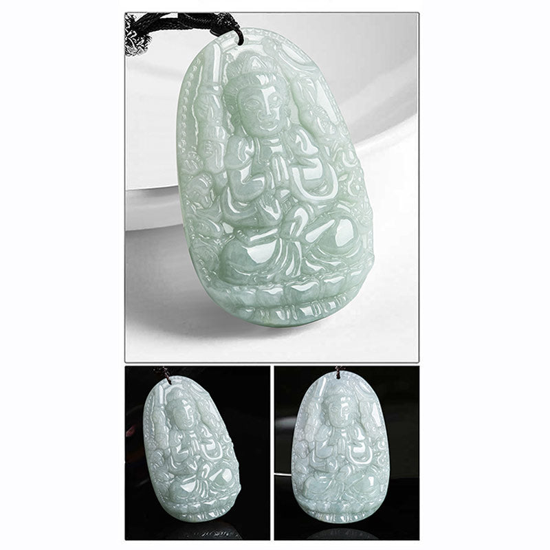 Chinese Zodiac Natal Buddha Jade Wealth Prosperity Necklace Pendant