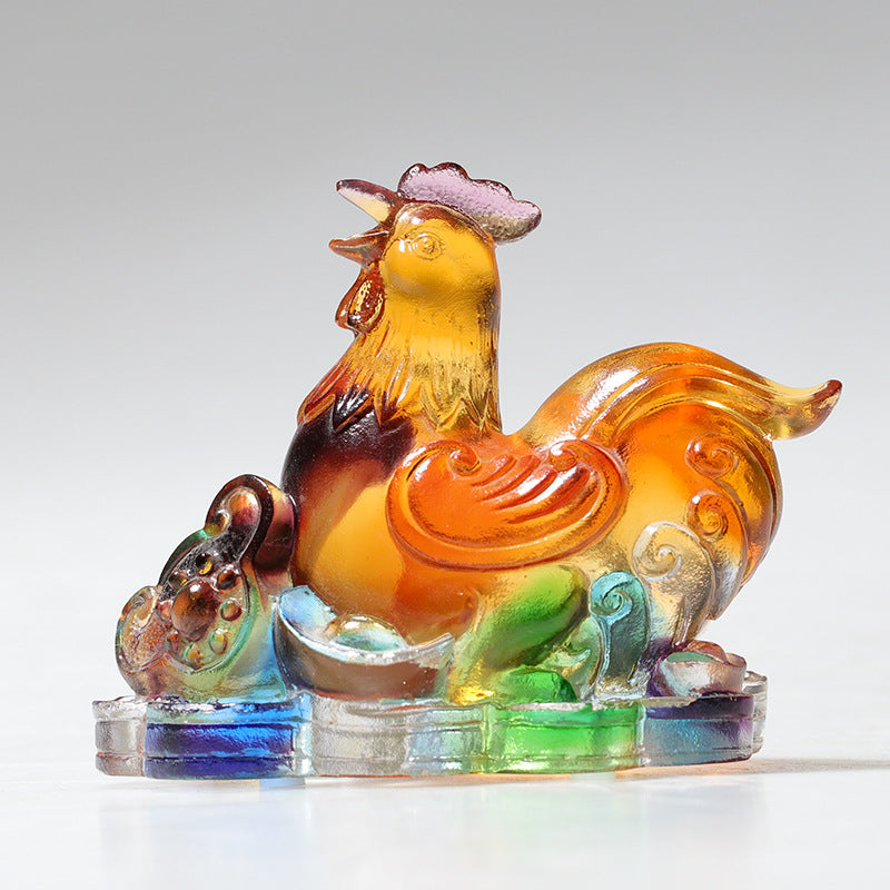 Year of the Dragon Handmade 12 Chinese Zodiac Liuli Crystal Art Piece Protection Home Office Decoration