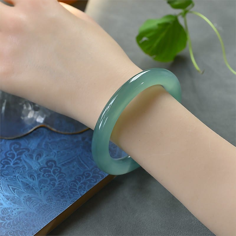 Natural Green Chalcedony Strength Bangle Bracelet