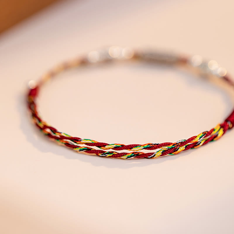 Braided Red String & 925 Sterling Silver Koi Fish Adjustable Bracelet Anklet