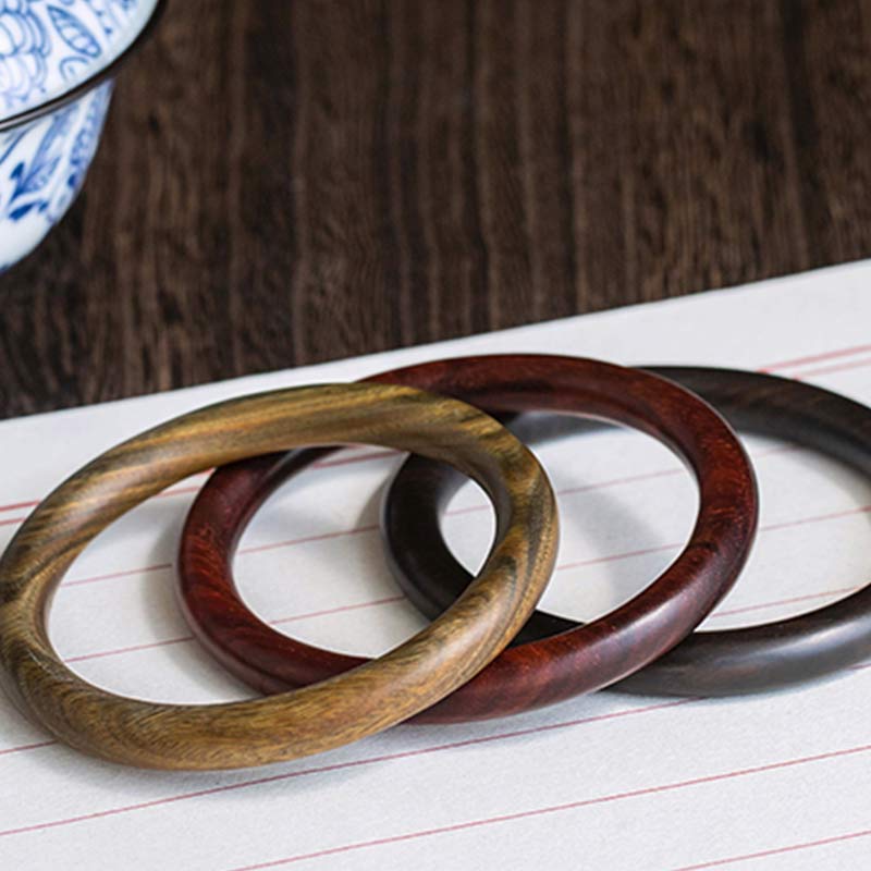 Tibetan Small Leaf Red Sandalwood Ebony Green Sandalwood Protection Bracelet Bangle