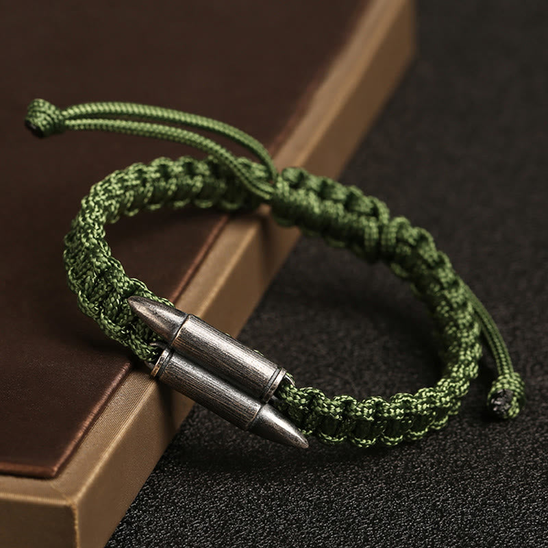 Minimalist 925 Sterling Silver Bullet Design Braided Rope Bracelet