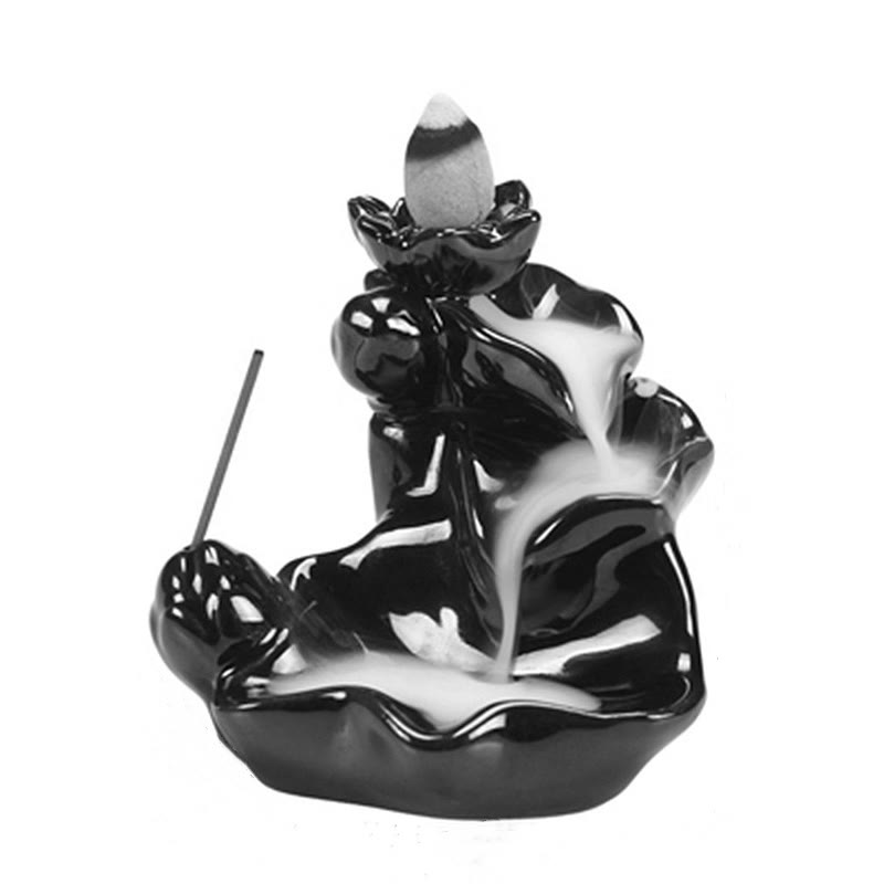 Handcrafted Lotus Ceramic Waterfall Backflow Incense Burner
