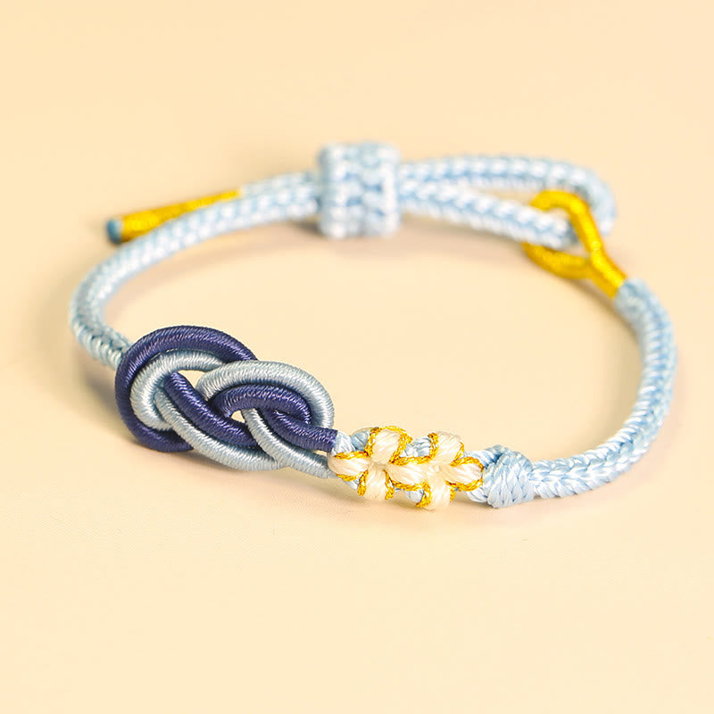 Handcrafted Eight Thread Peace Knot Peach Blossom Knot Luck Connection Bracelet