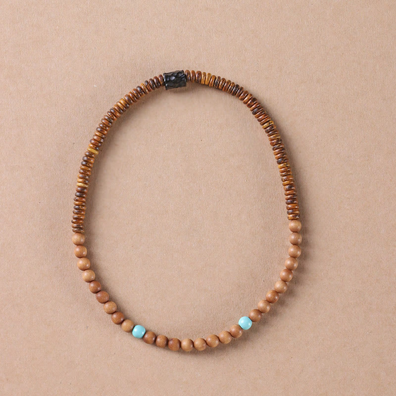 Sandalwood Turquoise Protection Double Wrap Bracelet