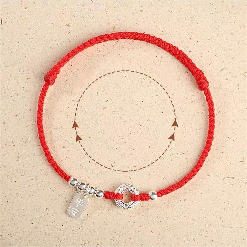 925 Sterling Silver Auspicious Clouds Peace Buckle Safe And Sound Bracelet Anklet