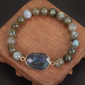 Natural Labradorite Moonstone Support Healing Beaded Bracelet