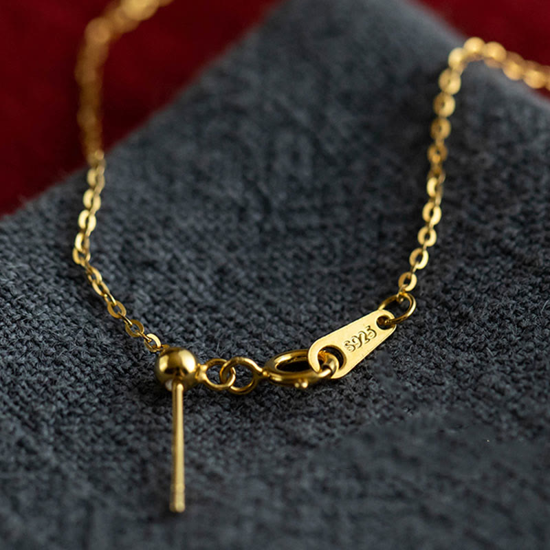 925 Sterling Silver Plated Gold Cinnabar Pearl Flower Blessing Necklace Pendant Earrings Ring Set