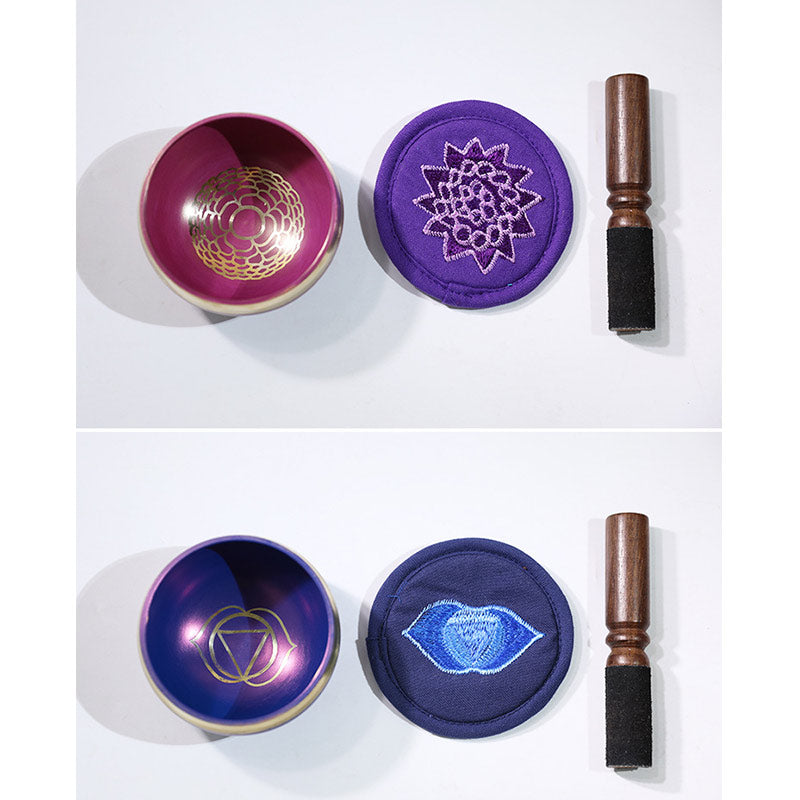 Tibetan Sound Bowl Handcrafted for Chakra Healing and Mindfulness Meditation Singing Bowl Set