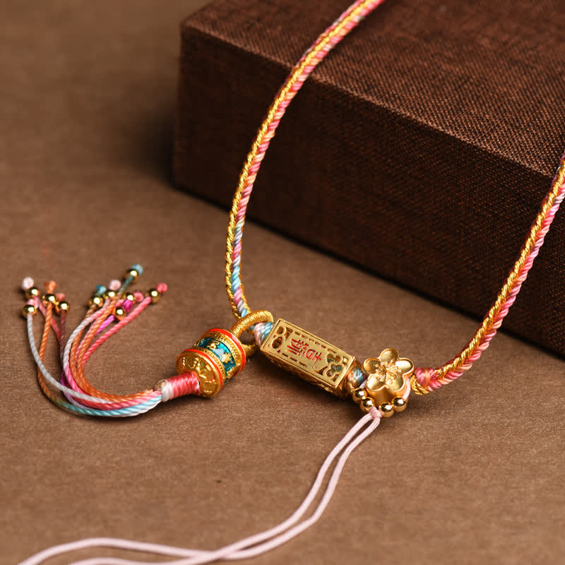 Colorful String Copper Wealth Necklace Pendant