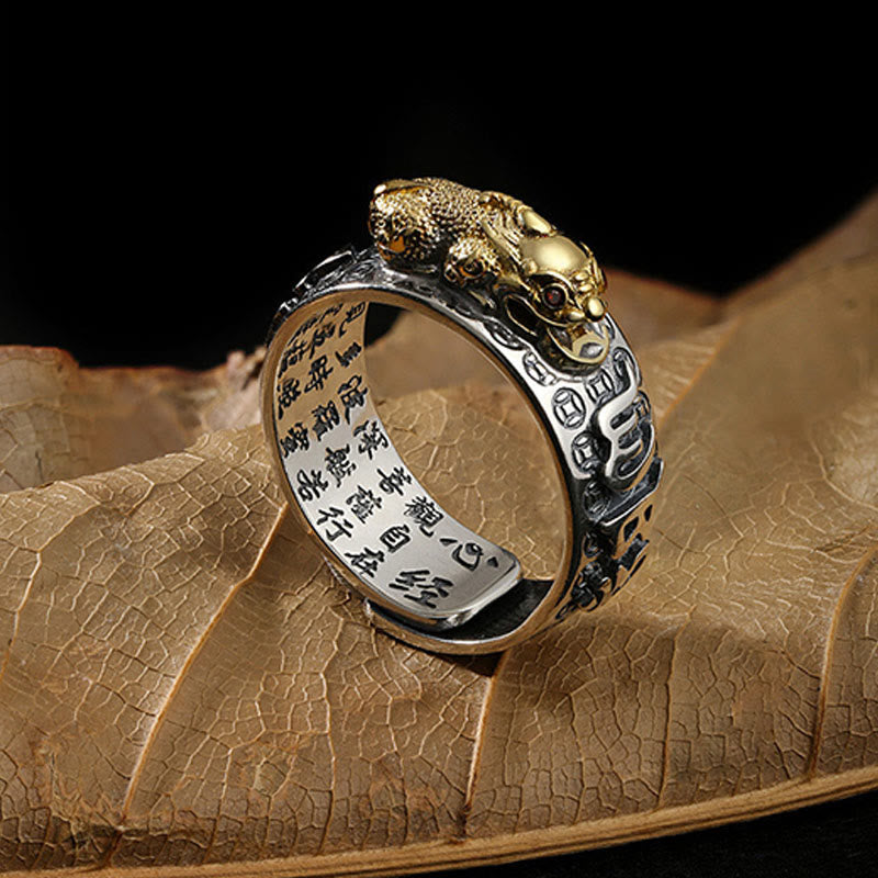 990 Sterling Silver Tibetan Heart Sutra & Om Mani Padme Hum Engraved Mantra Ring