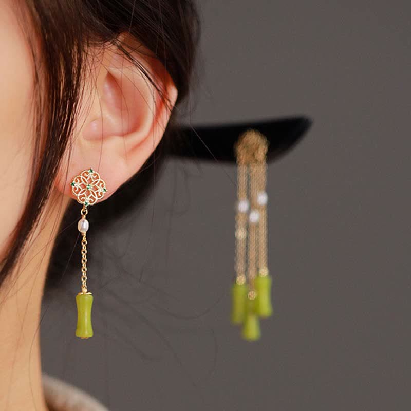 Natural Peridot Ebony Wood Love Tassels Hairpin