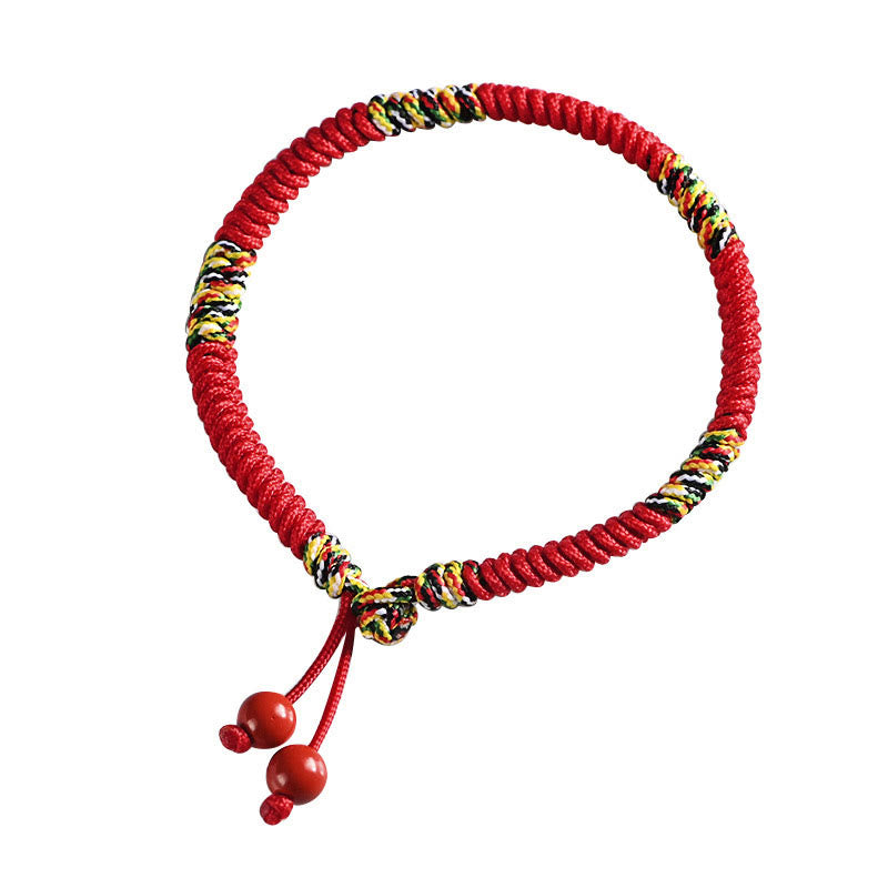 Vajra Knot Red String Bracelet with Cinnabar & Five Dhyani Buddhas Symbolism