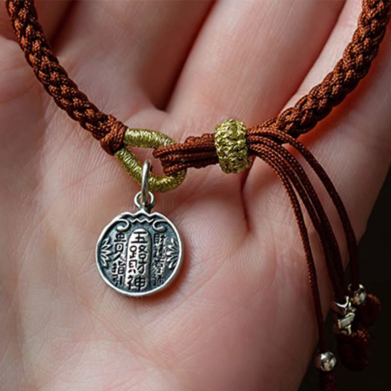 Handmade 925 Sterling Silver Five Directions Gods of Wealth Luck Protection String Braid Bracelet