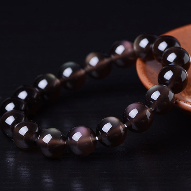 Natural Rainbow Obsidian Positive Bracelet