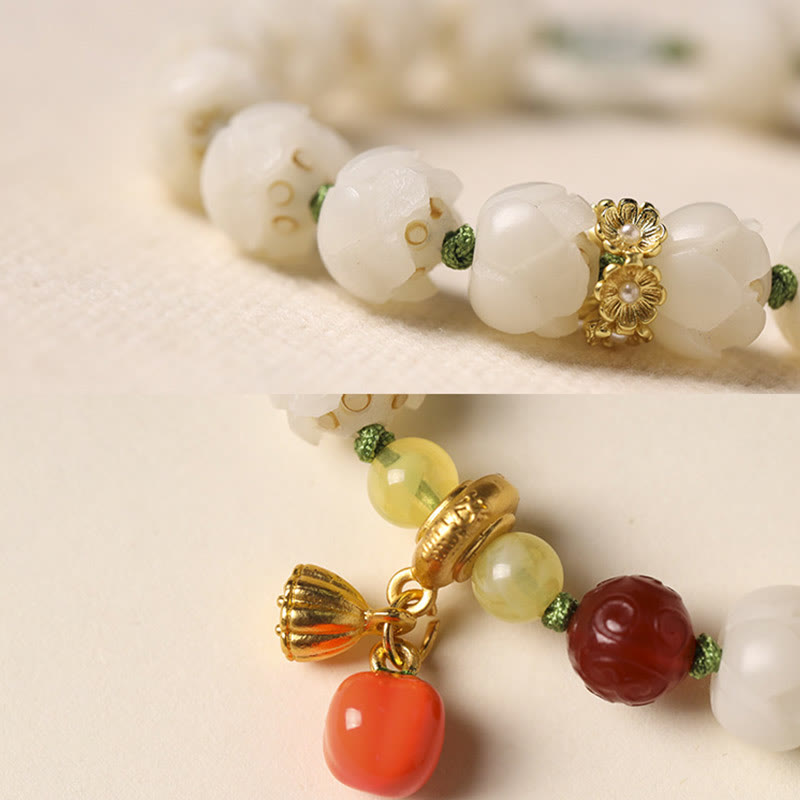 Natural Bodhi Seed Sculptural Bead Bracelet