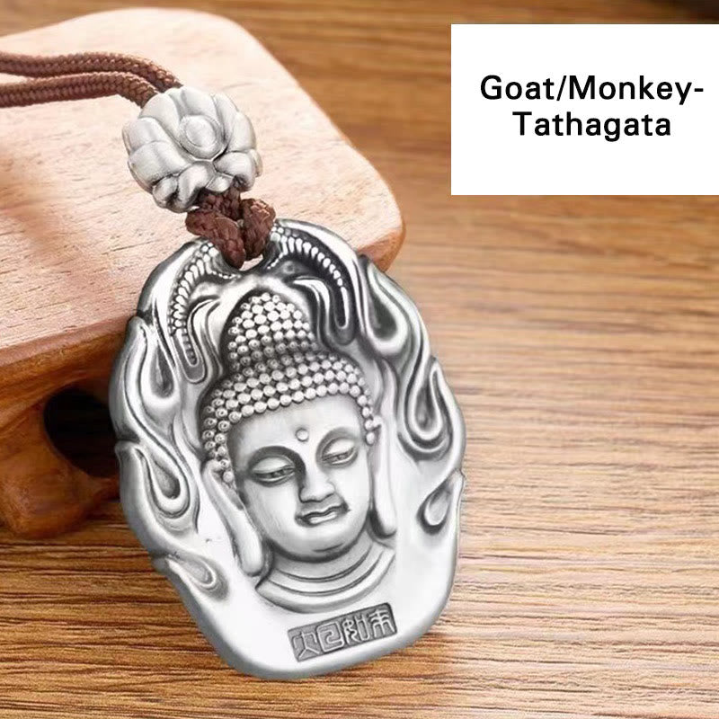 Chinese Zodiac Natal Buddha Om Mani Padme Hum Lotus Compassion Necklace Pendant