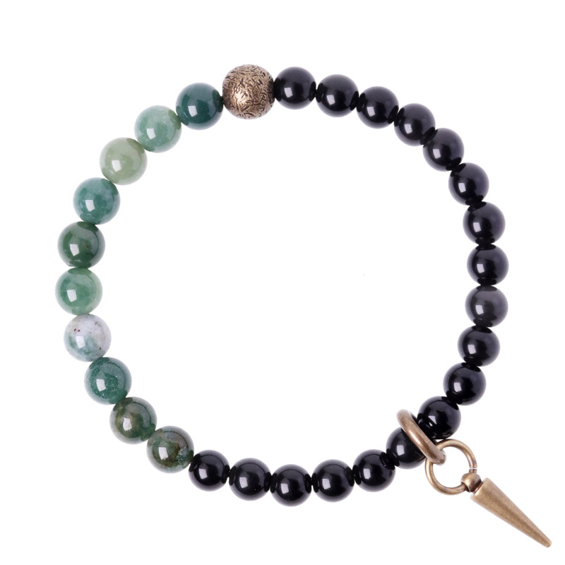 Black Obsidian Sodalite Crystal Copper Strength Couple Bracelet