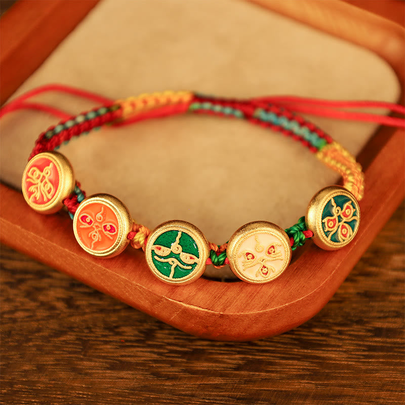 Tibetan Five God Of Wealth Colorful Rope Braided Luck Bracelet