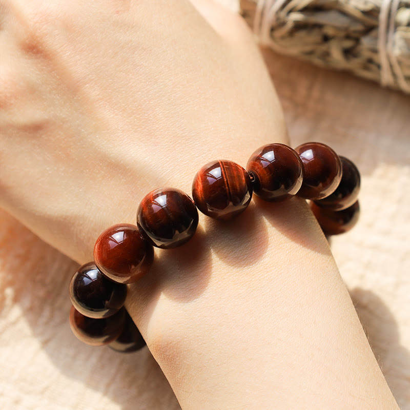 Natural Tiger Eye Round Bead Grounding Bracelet
