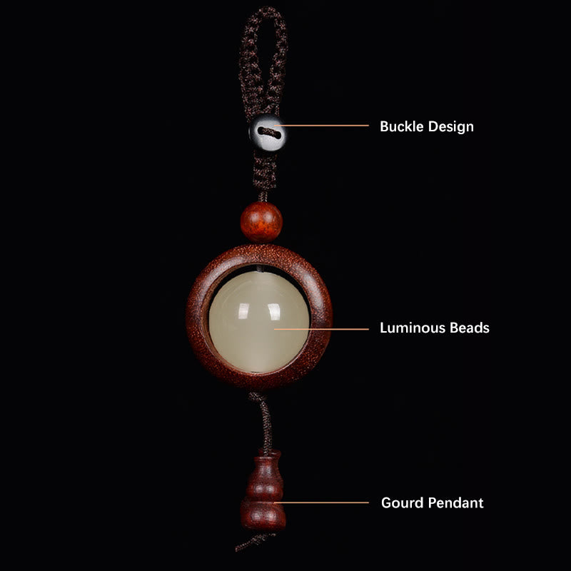 Red Sandalwood Ebony Wood Green Sandalwood Luminous Lucky Bead Gourd Peace Key Chain