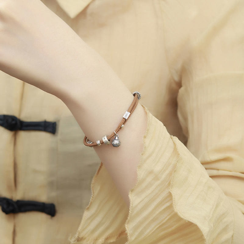 925 Sterling Silver Gold Swallowing Beast Koi Fish Wealth Handcrafted Braided Bracelet