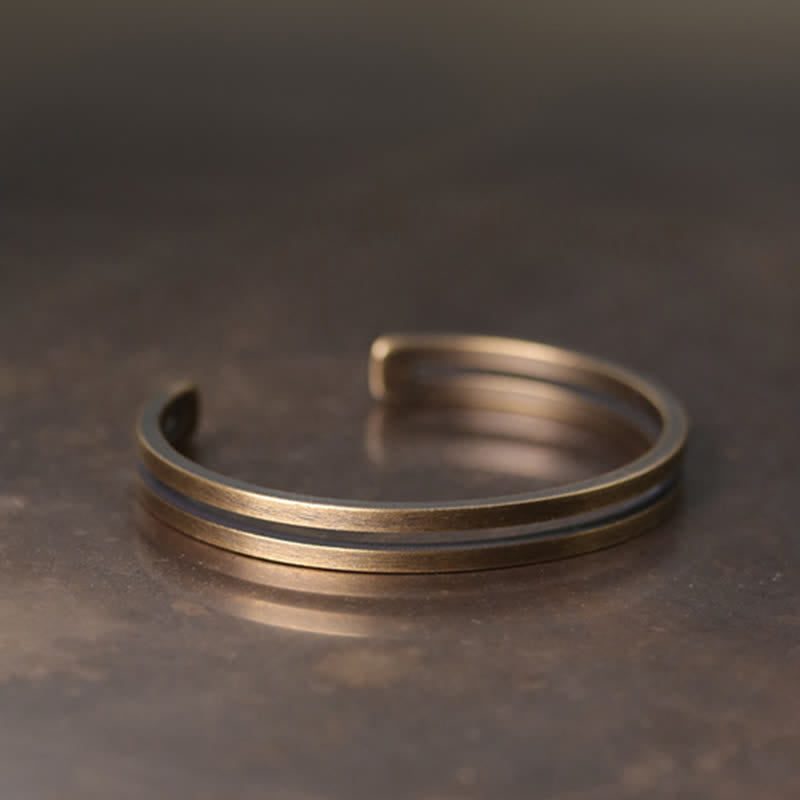 Rustic Copper Luck Viking Cuff Bracelet