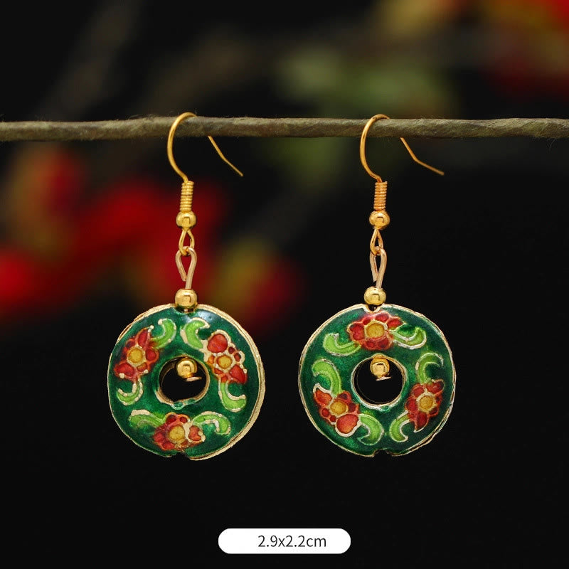 Artistic Copper Alloy Lotus Butterfly and Flower Motif Drop Earrings