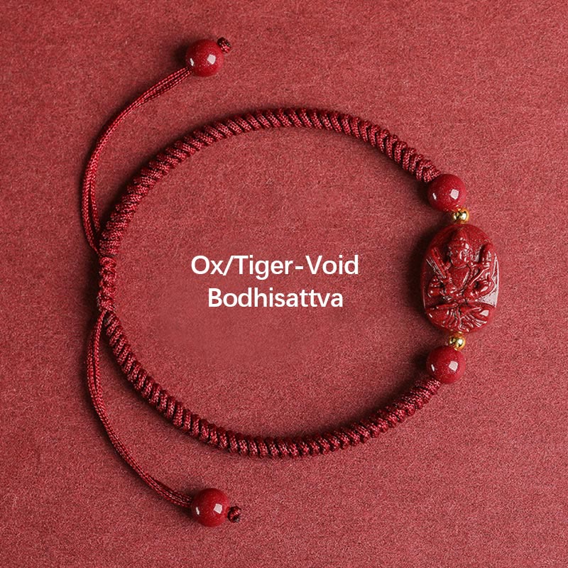 Chinese Zodiac Natal Buddha Cinnabar Keep Away Evil Spirits Rope Bracelet