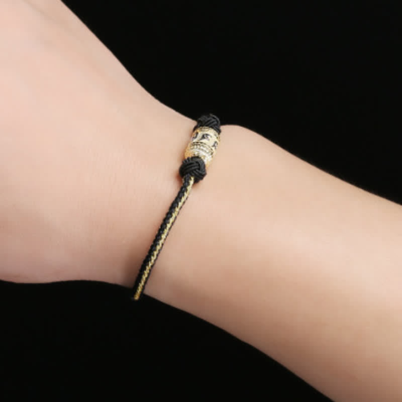 925 Sterling Silver Om Mani Padme Hum Prayer Wheel Luck Strength Red String Bracelet