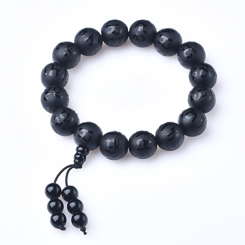 Om Mani Padme Hum Engraved Mantra Meditation Beaded Bracelet