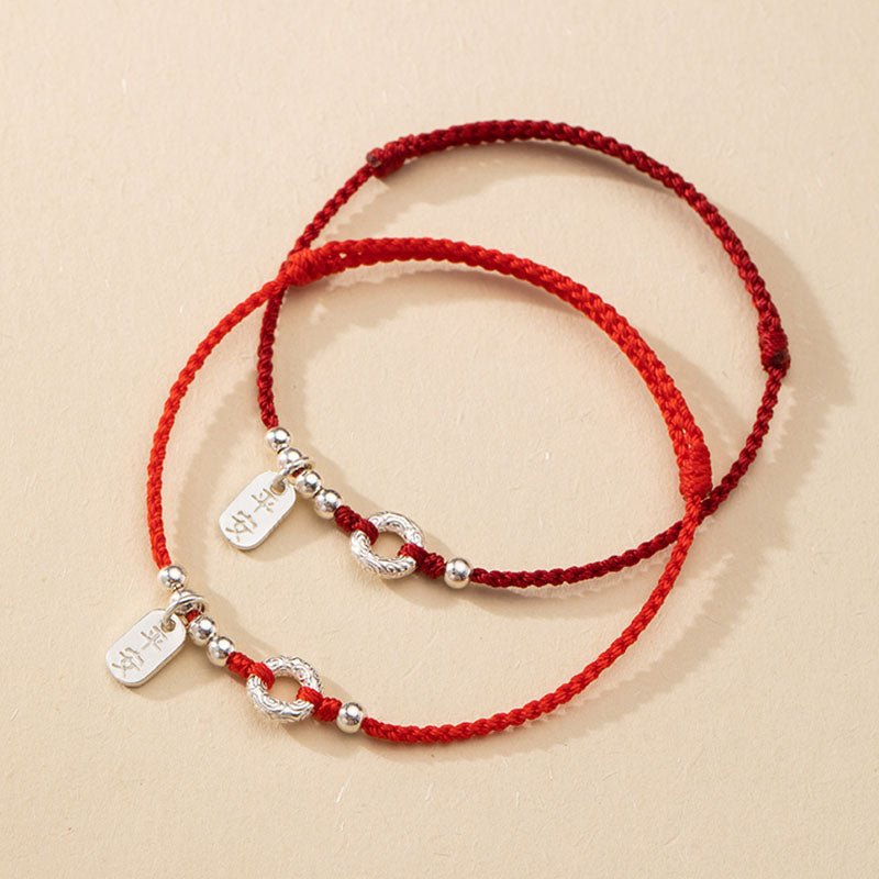 925 Sterling Silver Auspicious Clouds Peace Buckle Safe And Sound Bracelet Anklet