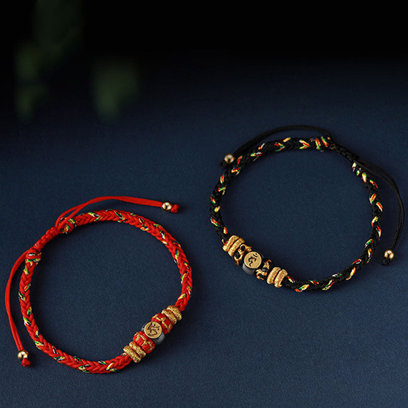 Hand-Braided Red String Sterling Silver Zodiac Guardian Buddha Bracelet