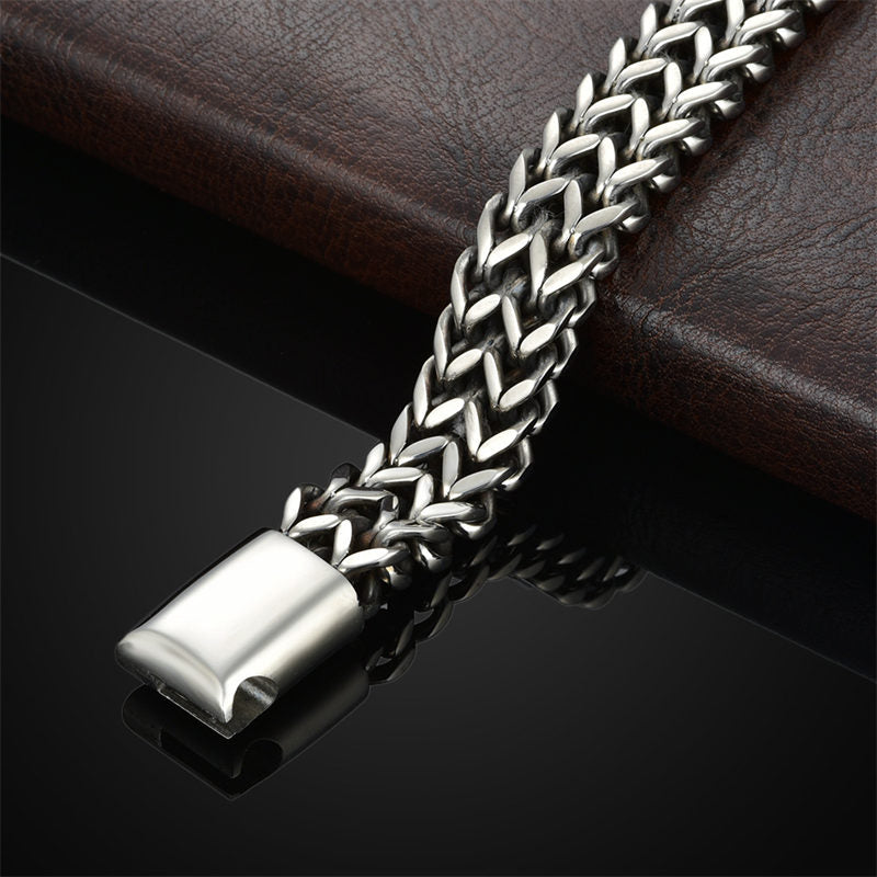 Textured Fish Scale Titanium Steel Magnetic Buckle Balance Chain Bracelet
