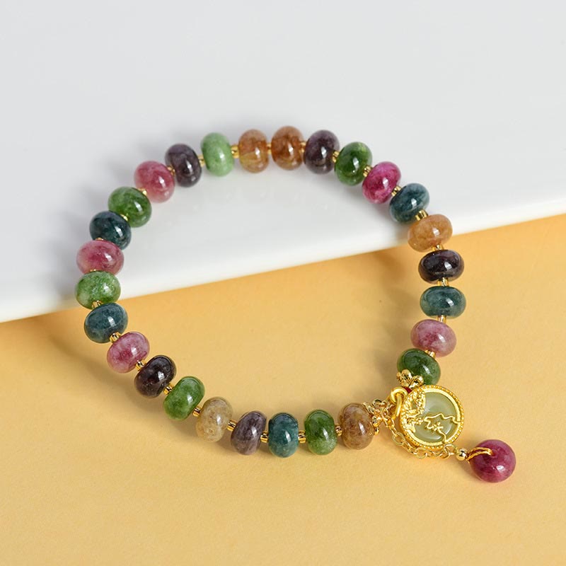 Colorful Tourmaline Cute Flower Rabbit Charm Love Bracelet