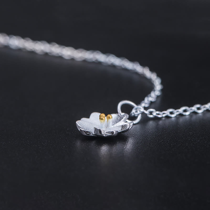 925 Sterling Silver Cherry Blossom Flower Blessing Necklace Pendant