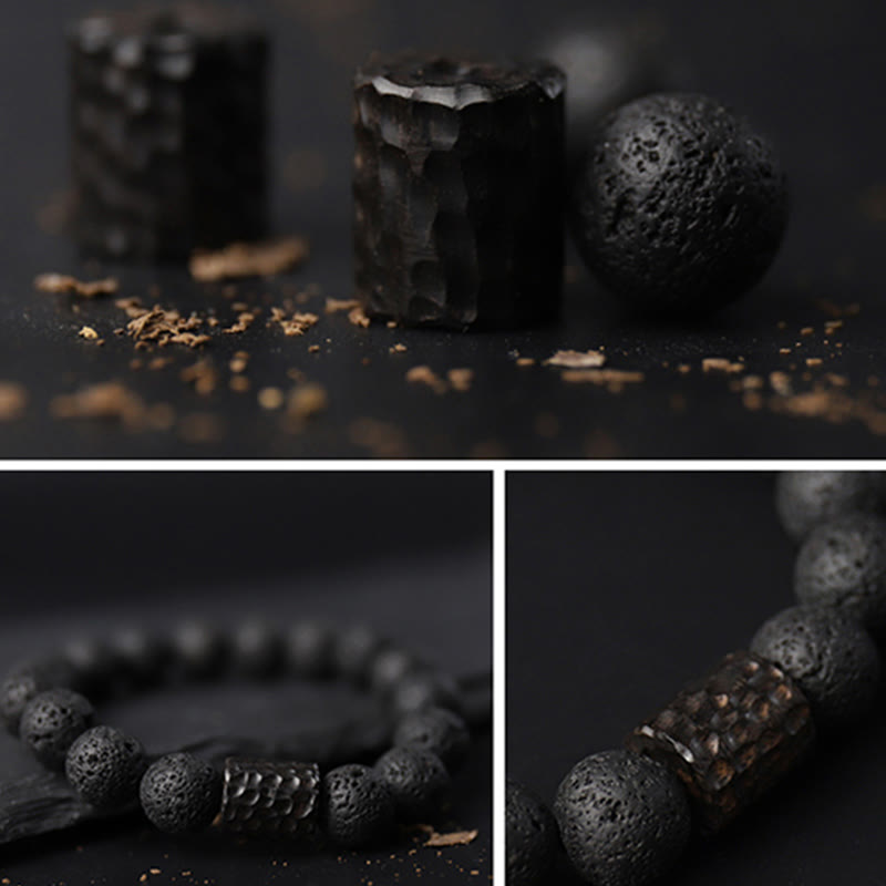 Lava Rock Ebony Wood Tiger Eye Healing Bracelet