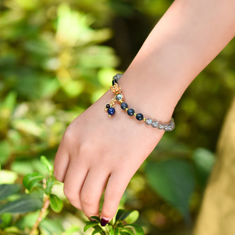 Serenity Beaded Moonstone and Lazurite Multi-Wrap Energy Bracelet