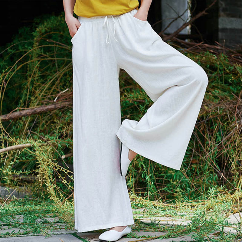 Plain Wide Leg Pants Dance Women's Yoga Pants With Pockets