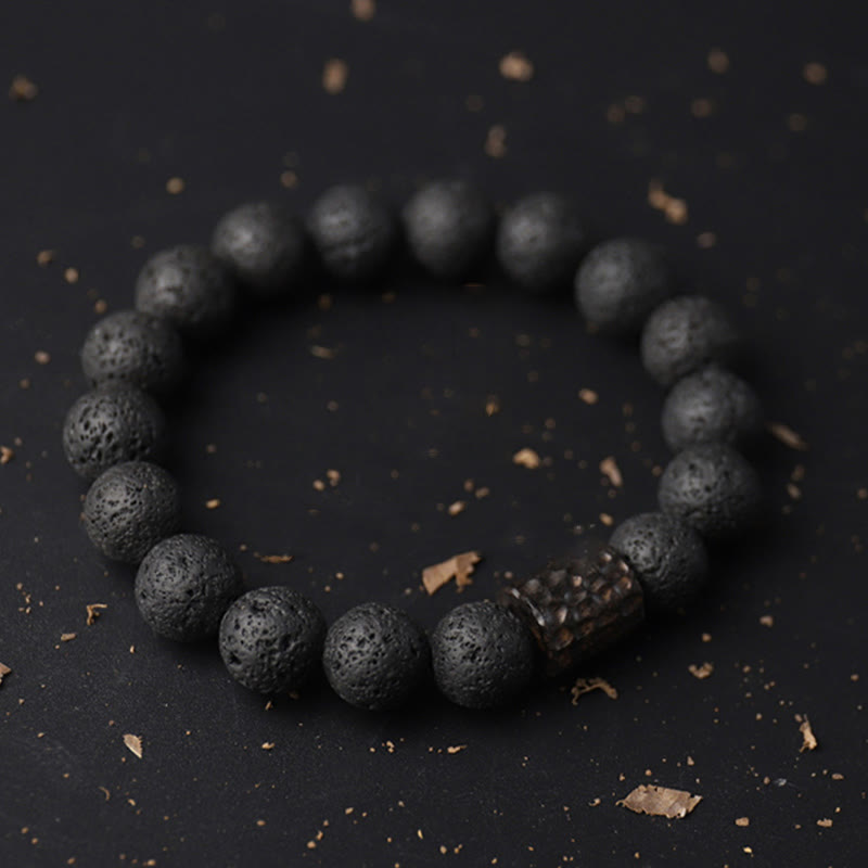 Lava Rock Ebony Wood Tiger Eye Healing Bracelet