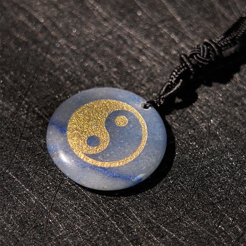 Various Crystal Amethyst Tiger Eye Green Aventurine Yin Yang Spiritual Necklace Pendant