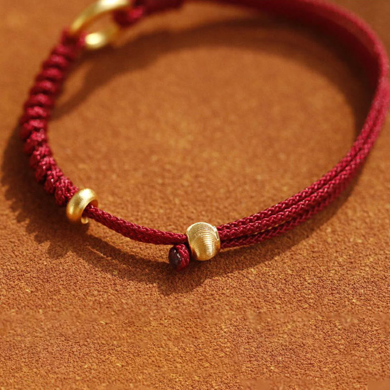Alloy Peace Buckle Luck Red String Bracelet