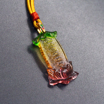 Buddha Liuli Lotus Six Character Om Mani Padme Hum Peace Necklace