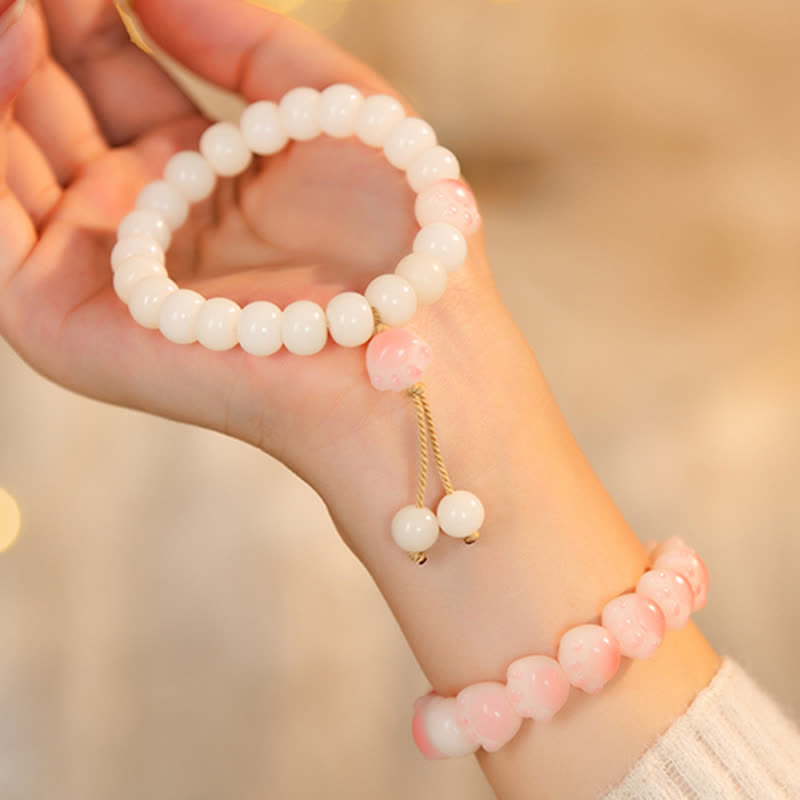 Natural Bodhi Seed Lovely Paw Lucky Cat Paw Peace Bracelet