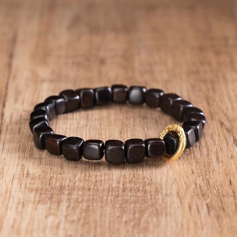 Tibetan Ebony Wood Dzi Bead Balance Calm Bracelet