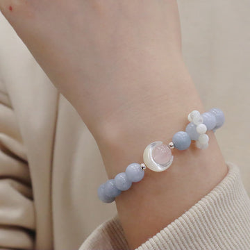 Aquamarine Crescent Moon Charm Bracelet