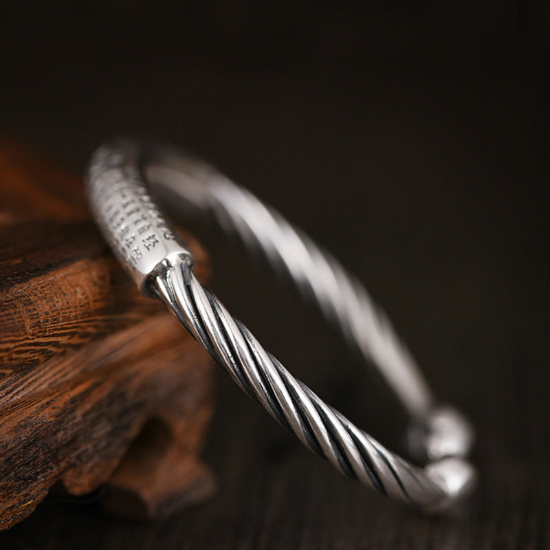 Tibetan Om Mani Padme Hum Heart Sutra Purity Cuff Bracelet