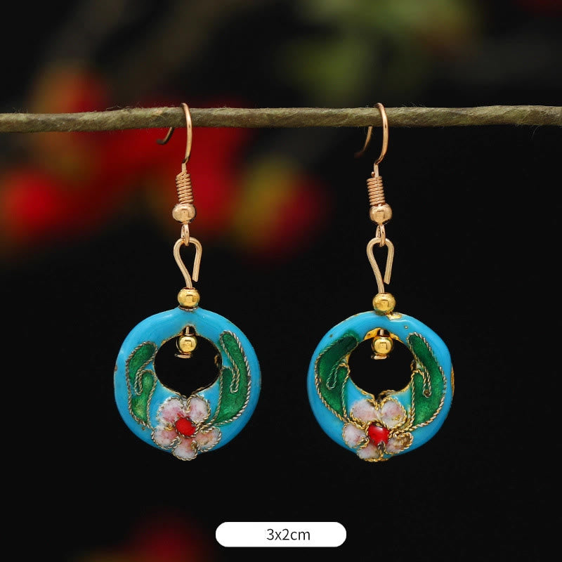 Artistic Copper Alloy Lotus Butterfly and Flower Motif Drop Earrings